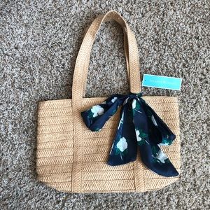 NWT!! Draper James Straw Bag with Floral Scarf